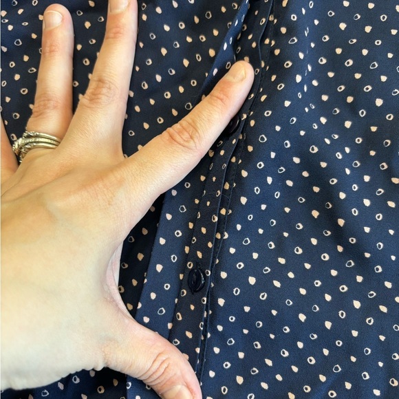 NYDJ Blue 3/4 Sleeve Button Down Blouse - Picture 7 of 9